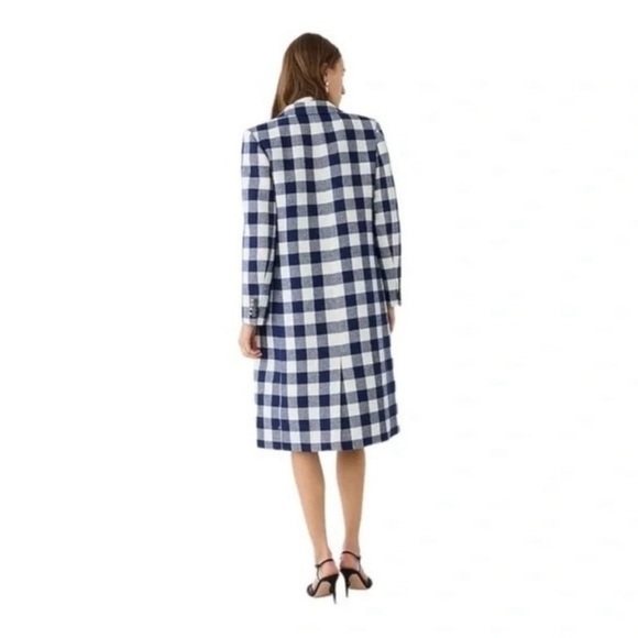 J Crew Coat Alfie Topcoat Boiled Wool in Buffalo Check Plaid Navy White - Picture 5 of 11